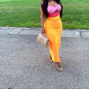 Orange dress size small orange pink